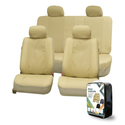 FH-PU007114 Deluxe Leatherette Car Seat Covers Airbag Ready and Split Bench Beige color