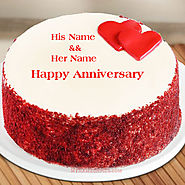 Anniversary Cake Red Velvet Little Heart With Name