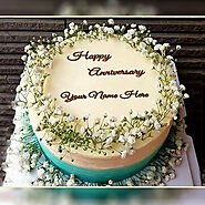 Marriage Anniversary Flower Cake With Name