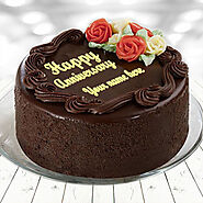 Beautiful Chocolate Anniversary Cake With Name