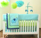 Pam Grace Creations Zigzag 10 Piece Baby Crib Bedding Set, Teal/Lime
