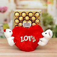 Buy or Order Ferrero Rocher With Love Hug Teddy Online - OyeGifts