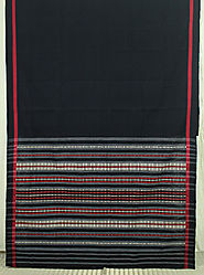Black Begampur Handloom Cotton Saree - Tanyaaj