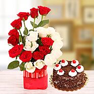 Buy Majestic Vase n Cake Midnight Gifts Delivery Online - OyeGifts