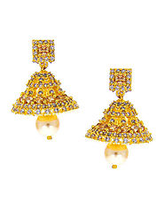 Diamond Earring Studded With Diamond Moti Jhumkaa Earring