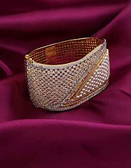 Gold Finish Bracelets Studded With Diamond And Pearls Beads Bracelets