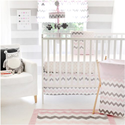 My Baby Sam Chevron 3 Piece Crib Bedding Set, Pink/Gray