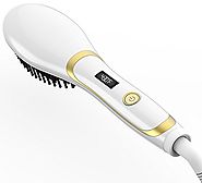 Hair Straightener Brush, Magictec Ceramic Heating Straightening Irons Brush Anti Scald, Static, Detangling and Silky ...