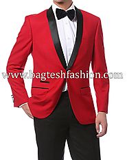 Buy Modern Look Red And Black Wedding Suit Online