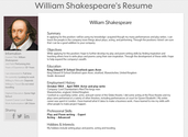 William Shakespeare's Resume