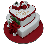 Heart-Shaped Engagement Cake