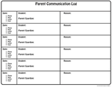 Parent communication log