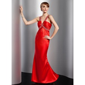 [US$ 128.99] Mermaid V-neck Floor-Length Charmeuse Evening Dress With Ruffle Beading (018014737)