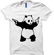 Buy Panda With Gun Men Round Neck T-shirt online in India- Uptown18