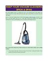 MAINTAIN YOUR VACUUM CLEANERS SPICK & AMOUNT