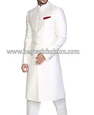 Buy Indian Wedding Groom White Sherwani Online