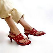 Lucy Bright Red Kolhapuri Heels