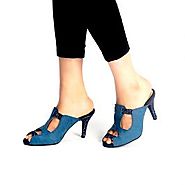 Buy Texas Blue Shimmer Mule Stiletto Heels Online at Best Price From PAIO Shoes