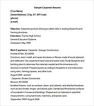 11+ Carpenter Resume Templates | Free Printable Word & PDF