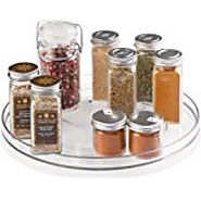 InterDesign Linus Lazy Susan Turntable Spice Organizer Rack for Kitchen Pantry, Cabinet, Countertops - 14", Clear