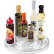 InterDesign Linus Lazy Susan Turntable Spice Organizer Rack for Kitchen Pantry, Cabinet, Countertops - 11", Clear