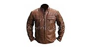 Mens Vintage Biker Brown Leather Jacket