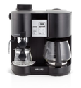 KRUPS XP160050 Coffee Maker and Espresso Machine Combination with Milk Frothing Nozzle for Cappuccino, 10-cup, Black