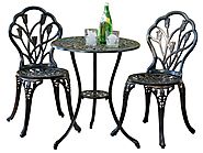 Outdoor Patio Furniture Table Chairs Bistro Set 3Pc Dining Garden Round Cast New