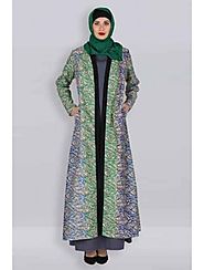 Long Floral Multi-Prints Cotton Silk abaya dress