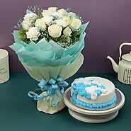 White Blooms & Floral Cake - OyeGifts