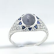 1930's Handmade Star Sapphire, Sapphire and Diamond Platinum ring, very nice!