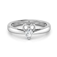 Classic 14k White Gold Heart Design Ring 0.20 Carats Solitaire Diamond.