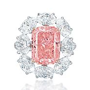 A Fancy Vivid Pink rectangular-cut diamond, 5.18 carats; Sold for $10,709,443 in 2015