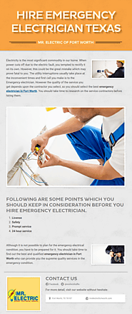 Hire Emergency Electrician Fort Worth, Texas