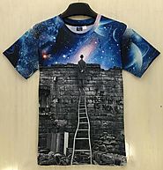 Mr.1991INC New Europe and American Men/boy T-shirt 3d fashion print A person watching meteor shower Space galaxy t shirt