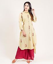 Up Down Indian Hand Block Printed Cotton Suit with Palazzo