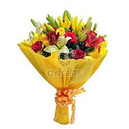 Send Mixed Roses N Lilies Online Same Day Delivery - OyeGifts.com