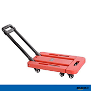 EQUAL Foldable Platform Trolley For Lifting Heavy Weight, 200 Kg Capacity, Red Color, 5" wheel (30cm x 50cm)
