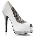 Rhinestoned Bella Ivory Satin Peep Toe Pump by Bordello by Pleaser USA PL-BELLA-12RIVSA