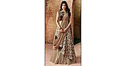 Admired Silk Chikoo and Brown Crop Top Lehenga Choli for Party