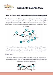 Know About Correct Length of Replacement Temples for Your Eyeglasses
