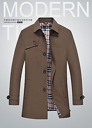Company A Fractional Amount At The Peak Spring And Autumn Men Thin Trench Male Skin Coat Middle Aged Men Casual Lapel Me
