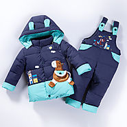 Children's Down Suit Winter Suit Belt And Trousers Suit For Boys And Girls