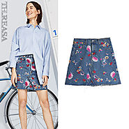 Street Photo Female Denim Skirt Flower Heavy Industrialization Embroidery High Waist Washing Denim Mid-skirt A Half-l...