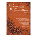 Vintage Floral Wedding Invitation in Rust