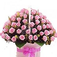 50 Pink Roses Basket Online
