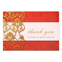 Red Vintage Swirl Wedding Thank You Card