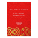Vintage Red Swirl Asian Wedding Reception Card