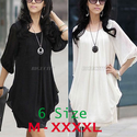 Spring 2014 New Fashion Women White Half Sleeve Loose Chiffon Casual Winter Dresses Pleated Mini Dress Top Blouse-in ...