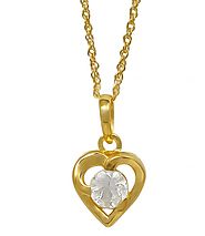 Gold Plated Round Crystal Stone Pendant - Best Gift for Valentines Day